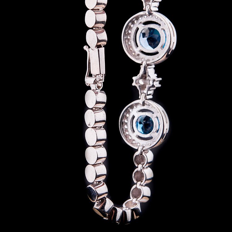 Серебряный браслет с топазом "Лондон голубой" 14804 от ювелирного магазина Оникс - 3