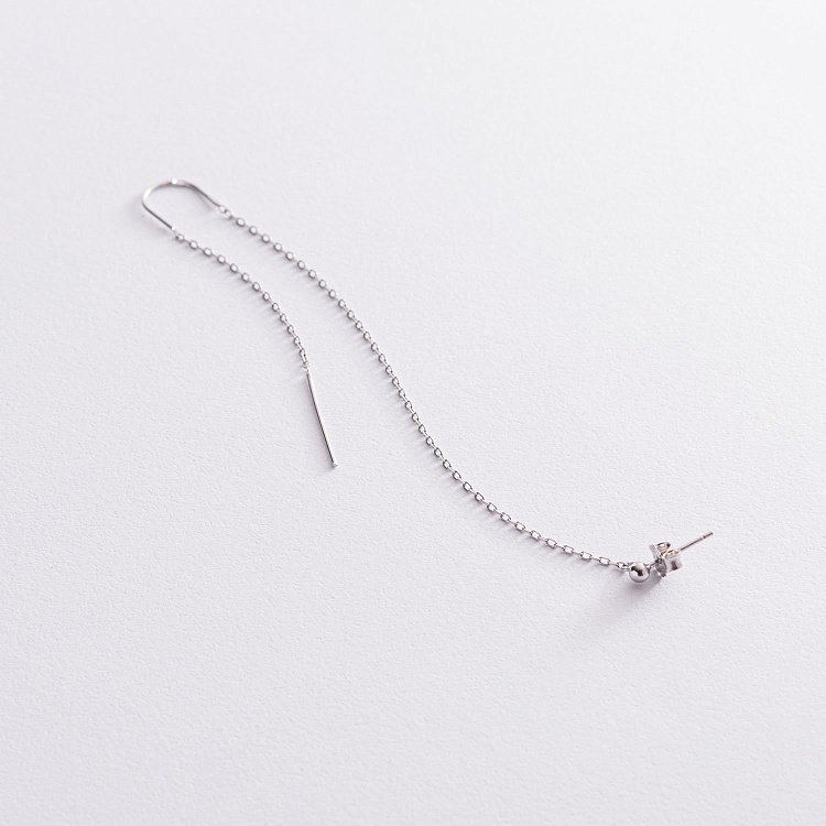 Серебряная моносерьга - протяжка "Шарик" 123055 от ювелирного магазина Оникс - 2