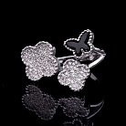 Серебряное кольцо "Бабочка и клевер" с ониксом и фианитами 111772 от ювелирного магазина Оникс