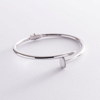 Золотой браслет "Гвоздь" с фианитами б04603 №3