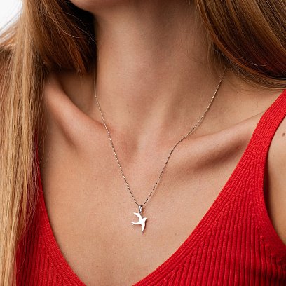 Серебряный кулон "Ласточка" 132874 №3