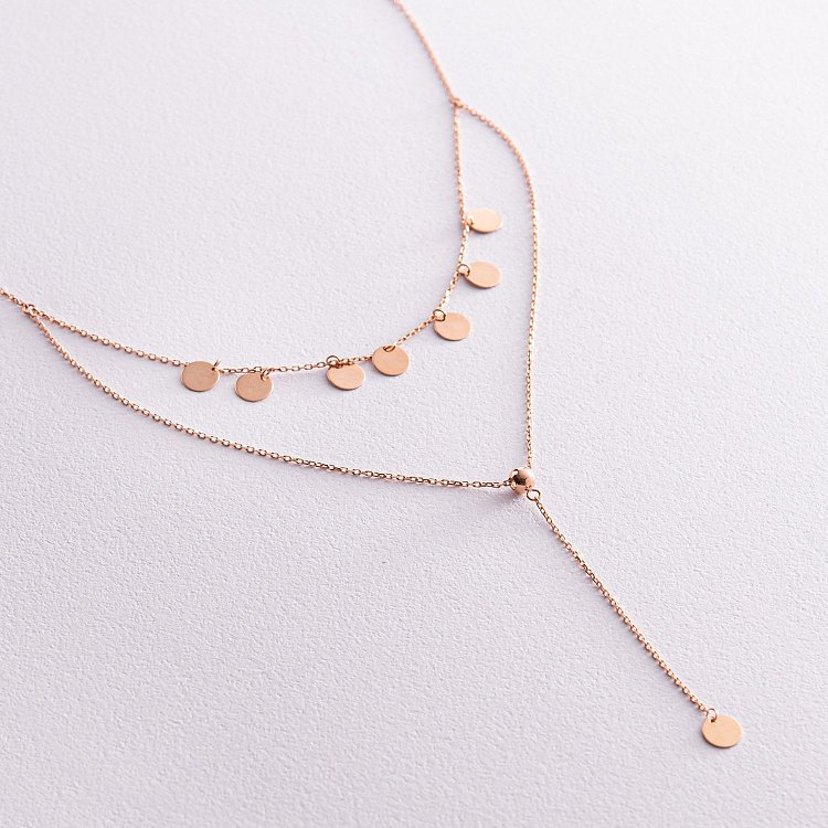 Подвійне кольє - краватка "Монетки" у червоному золоті кол02284 від ювелірного магазину Онікс