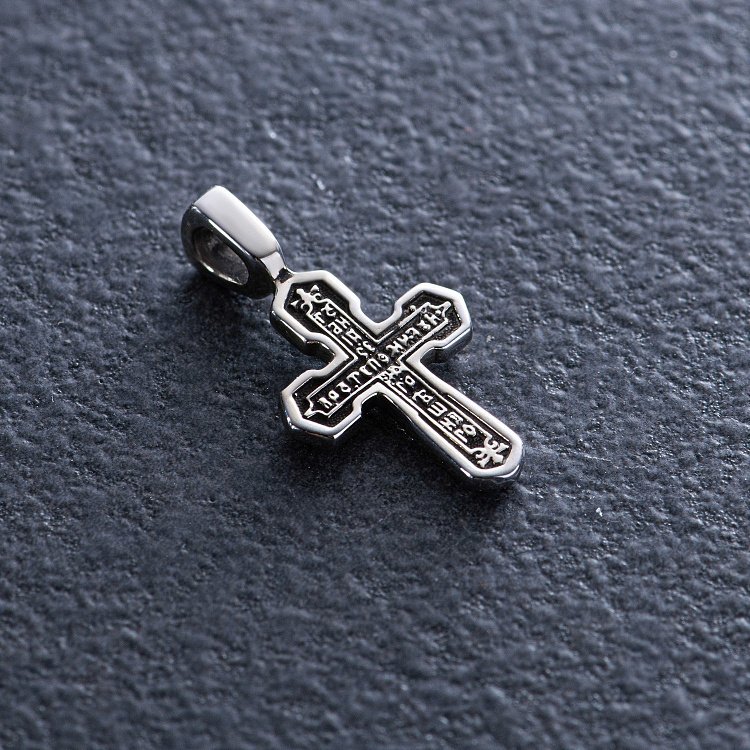 Золотий православний хрестик з розп'яттям та молитвою (чорніння) п03785 від ювелірного магазину Онікс - 2