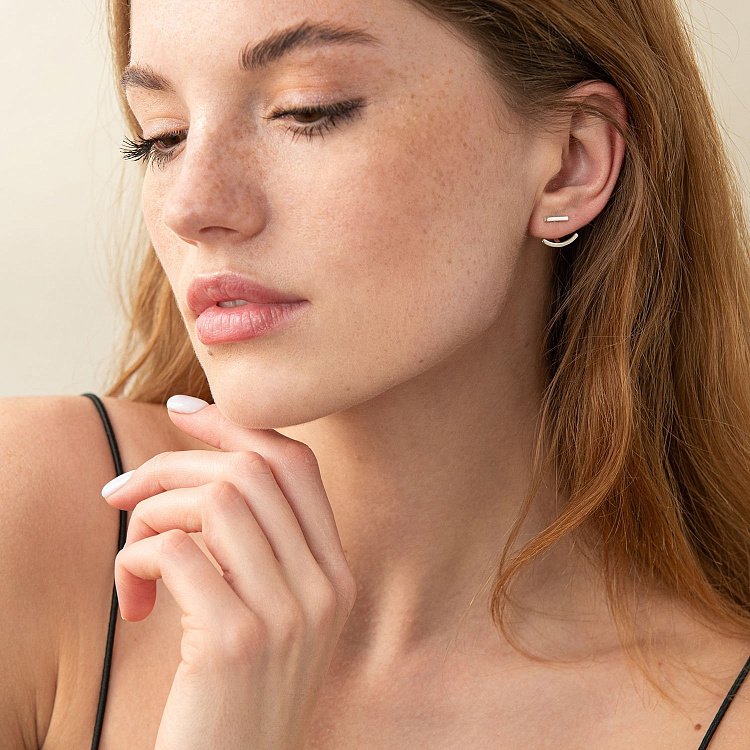 Срібні сережки - джекети "Емілі" 123027 від ювелірного магазину Онікс - 3