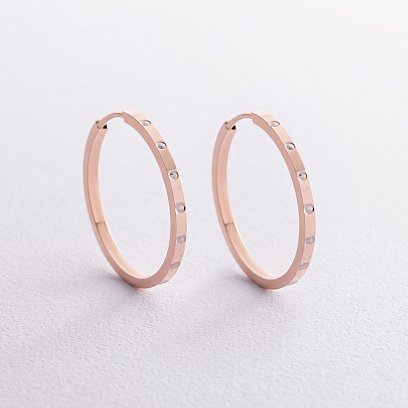 Серьги - кольца в красном золоте с08285