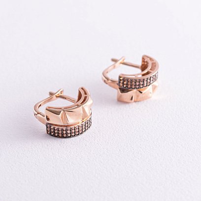 Золоті сережки з жовтими фіанітами с05525