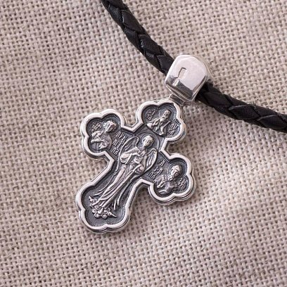 Срібний православний хрестик "Розп'яття. Рафаїл і святі цілителі" 131282 №4