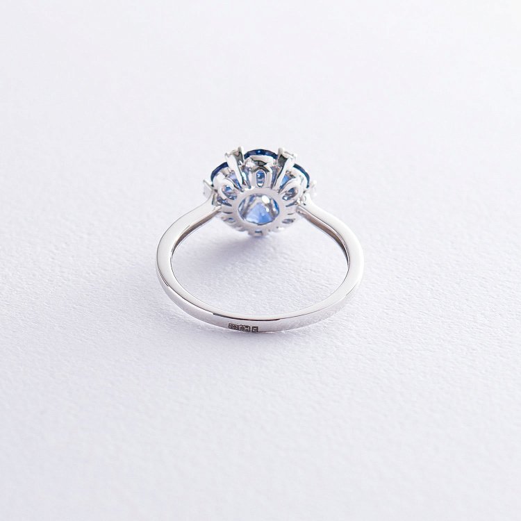 Золота каблучка з сапфірами і діамантами "Квітка" кб0090gm від ювелірного магазину Онікс - 2