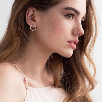 Срібні сережки "Мерехтіння" (1.6 см) 122707 №2