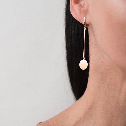 Сережки "Монетки" з червоного золота с06354 №2