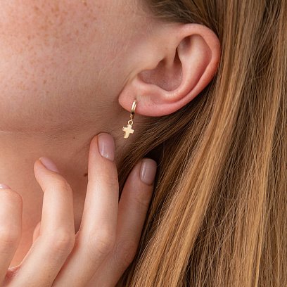 Золоті сережки "Хрестики" с04413 №3