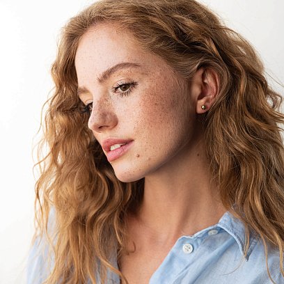 Сережки - пусети "Шарики" у жовтому золоті (6 мм) с06755 №5