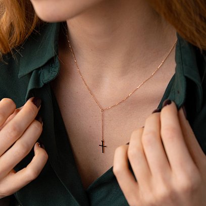 Золотое колье - галстук с крестиком 860463 №3