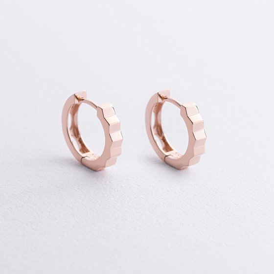 Серьги - кольца "Ruby" в красном золоте с09103