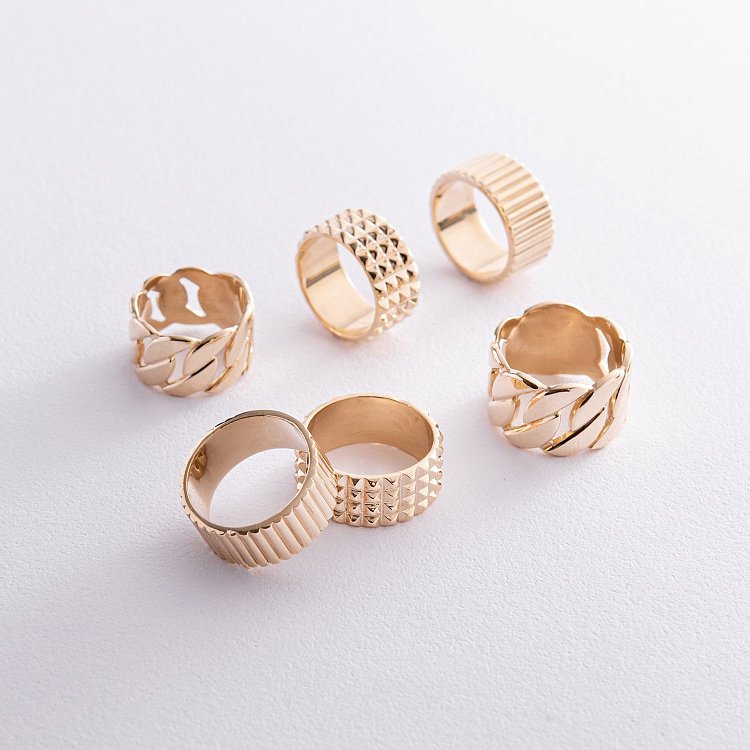 Широкое кольцо "Бьянка" в желтом золоте к07358 от ювелирного магазина Оникс - 9