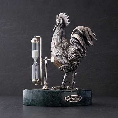 Срібна фігура "Пісочний годинник. Півень" ручної роботи 23147 №3