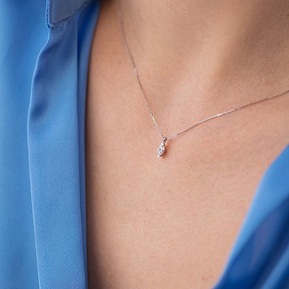 Золотое колье с одним камнем (бриллиант) колб0105z №7