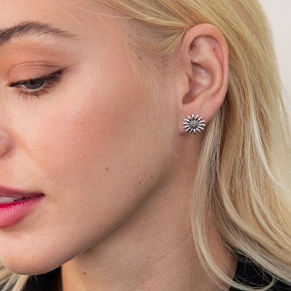 Срібні сережки - пусети "Соняшники" 123110 №5