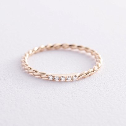 Кольцо "Мелоди" с фианитами (желтое золото) к07547