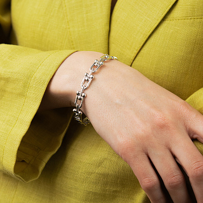 Жесткий браслет "Фантазия" в белом золоте б05835 №6