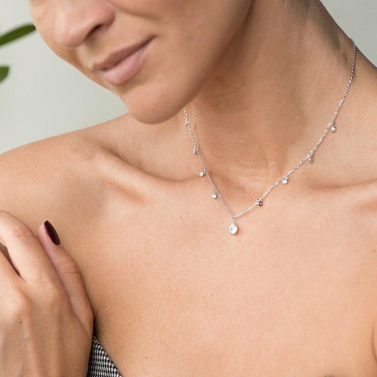 Срібне кольє з фіанітами 18653 від ювелірного магазину Онікс - 6