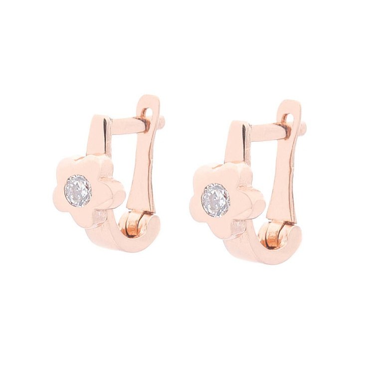 Золоті дитячі сережки з фіанітами с02377 від ювелірного магазину Онікс - 1