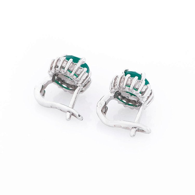 Жіночі сережки з хризопразом (фіаніти) 121368 від ювелірного магазину Онікс - 3