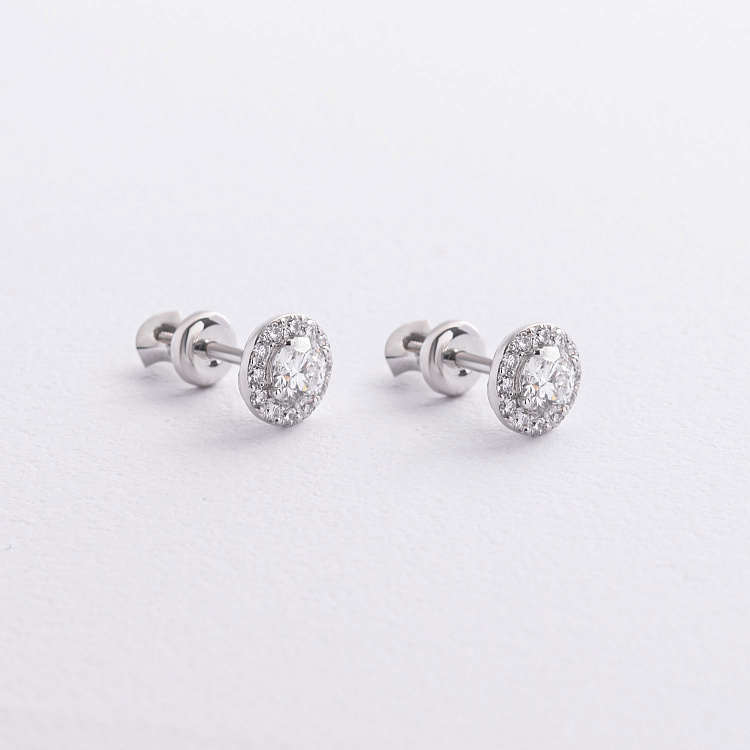 Золотые серьги - пусеты с бриллиантами 344701121 от ювелирного магазина Оникс