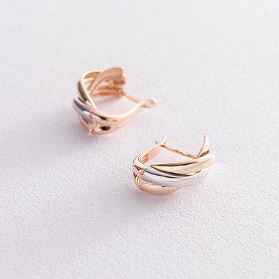 Серьги "Ассоль" из красного, желтого и белого золота с07373 №4