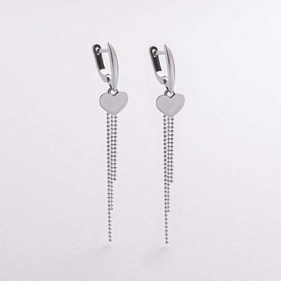 Висячі сережки "Сердечки" у сріблі 123485