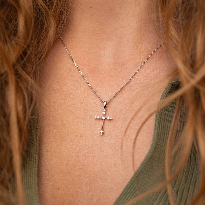 Золотое колье "Крестик" с бриллиантами колб0086са №4