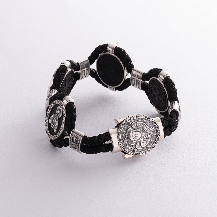 Серебряный браслет "Господь Вседержитель. Лики Святых" (эбеновое дерево) 626 от ювелирного магазина Оникс - 8