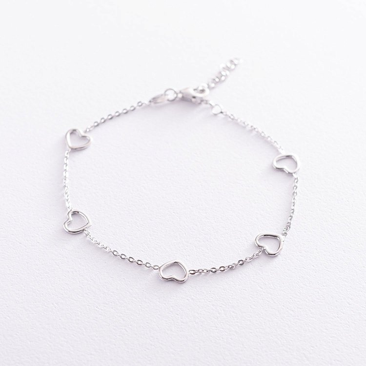 Срібний браслет "Сердечка" 141508 від ювелірного магазину Онікс