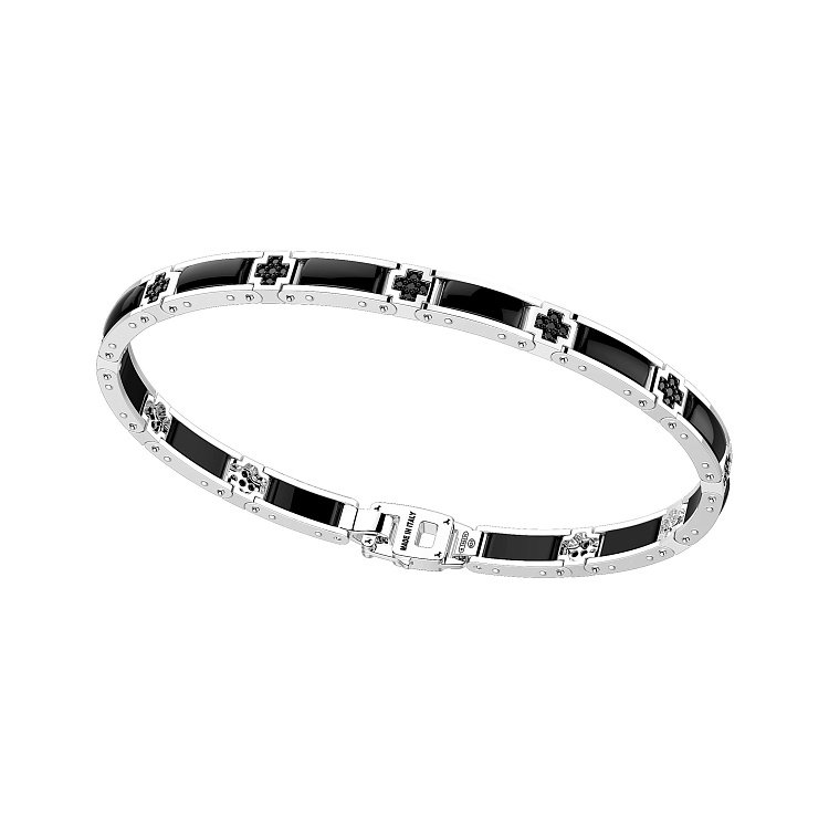 Мужской браслет из серебра с керамическими вставками ZANCAN KXB048-N от ювелирного магазина Оникс