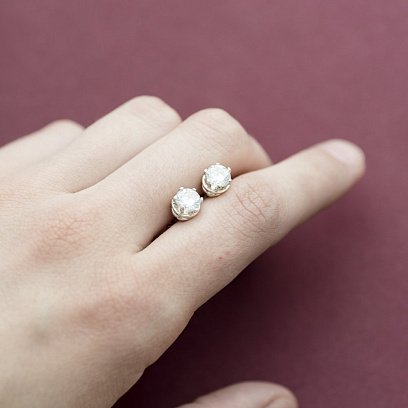 Серебряные серьги - пусеты (фианит) 12611 №6