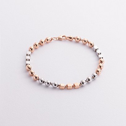 Золотой браслет "Кубики - шарики" б05104