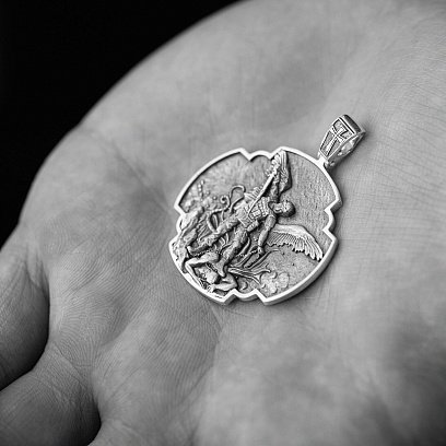Серебряный кулон "Український воїн. Молитва до Архангела Михаїла" 133226 №20