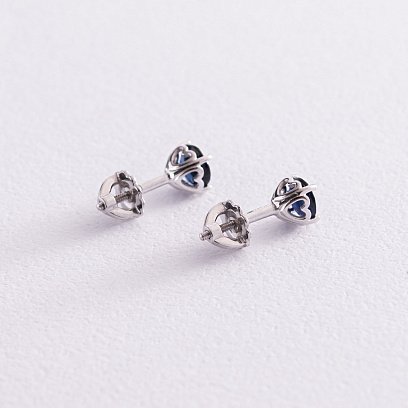 Золотые серьги - пусеты "Наэль" с сапфирами 22620 №4