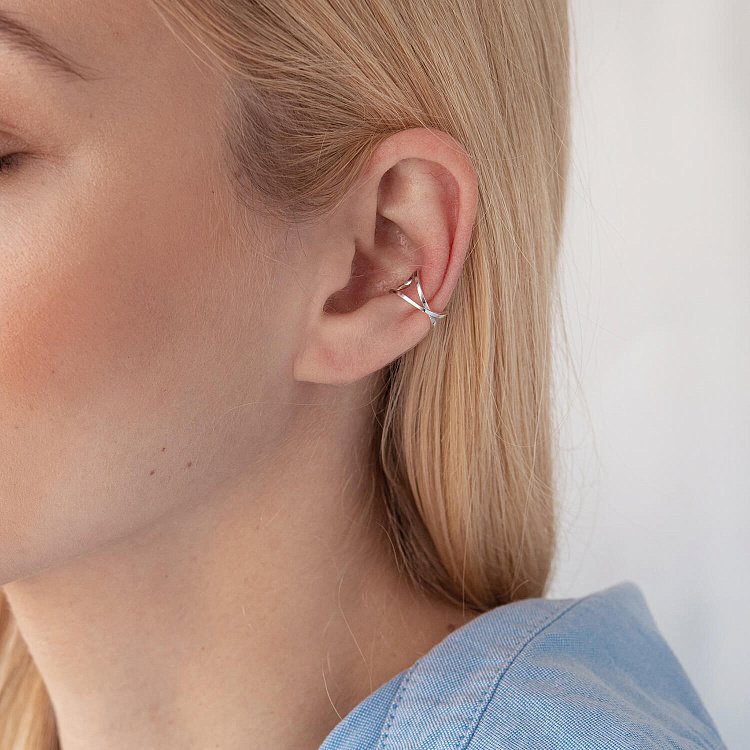 Серебряная серьга - каффа 123203 от ювелирного магазина Оникс - 4