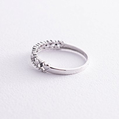 Кольцо "Сердечки" в белом золоте (черные фианиты) к07053 №3