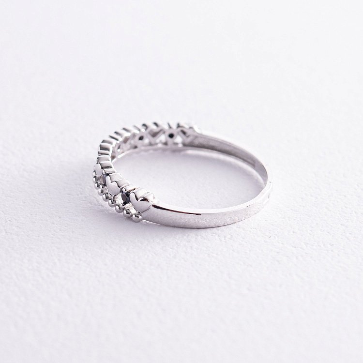 Кольцо "Сердечки" в белом золоте (черные фианиты) к07053 от ювелирного магазина Оникс - 2