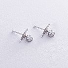 Срібні сережки - пусетами "Естер" з фіанітами 123219 от ювелирного магазина Оникс - 2