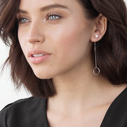 Срібні сережки - пусети з фіанітами 122537