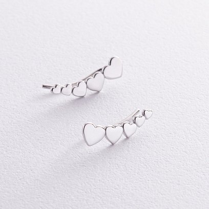 Сережки - клаймбери "Сердечки" у сріблі 073110 №3