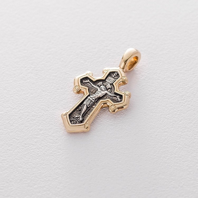 Срібний хрест "Розп'яття. Великомученик Димитрій Солунський" 131668 від ювелірного магазину Онікс