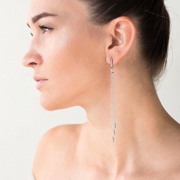 Золоті сережки на ланцюжку с05596 від ювелірного магазину Онікс - 2