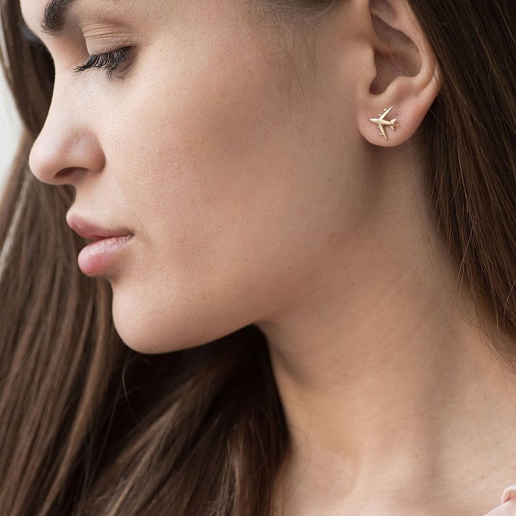 Золоті сережки-пусети "Літачок" с06697 від ювелірного магазину Онікс - 4