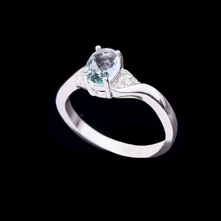 Каблучка з блакитними фіанітами к17 від ювелірного магазину Онікс