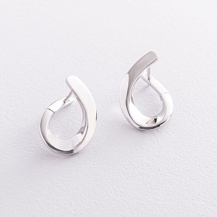 Сережки "Крапельки" в білому золоті с07385 від ювелірного магазину Онікс - 1