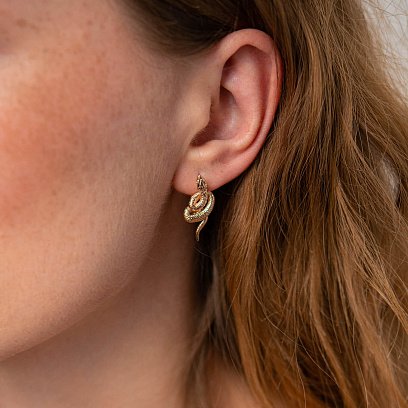 Золотые серьги "Змеи" с07915 №2